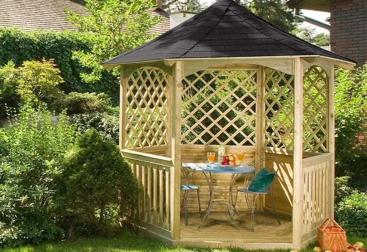 Kiosque de jardin bois autoclave + shingle - Carleton 3,3 m² H. 2,65 m