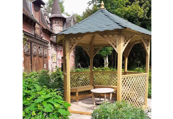 Kiosque de jardin bois autoclave + shingle - Vivaldi 3,3 m² H. 2,65 m