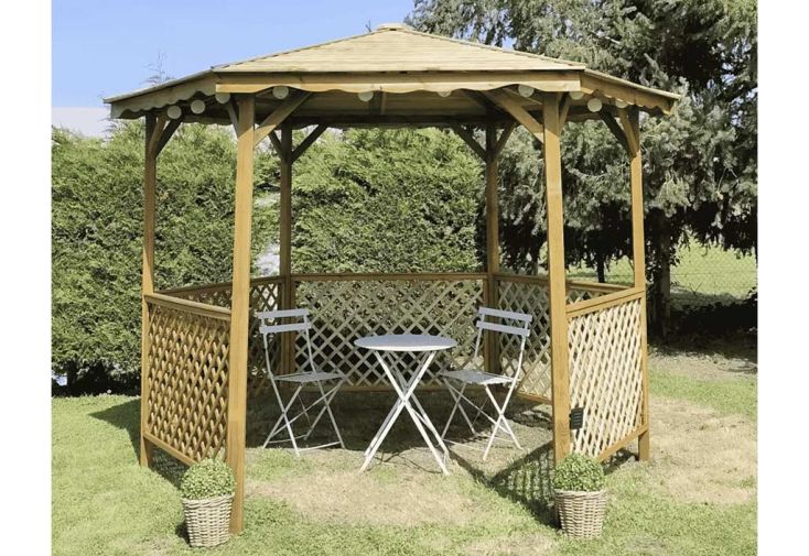Kiosque de jardin en bois de pin traité Lora – ⌀ 320 x 245 cm 