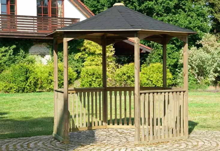 Kiosque en bois autoclave + shingle noir - Brompton Lite 4,6 m² H. 2,49 m