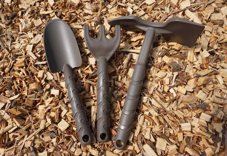 Kit 3 outils de jardinage : transplantoir, binette et griffe