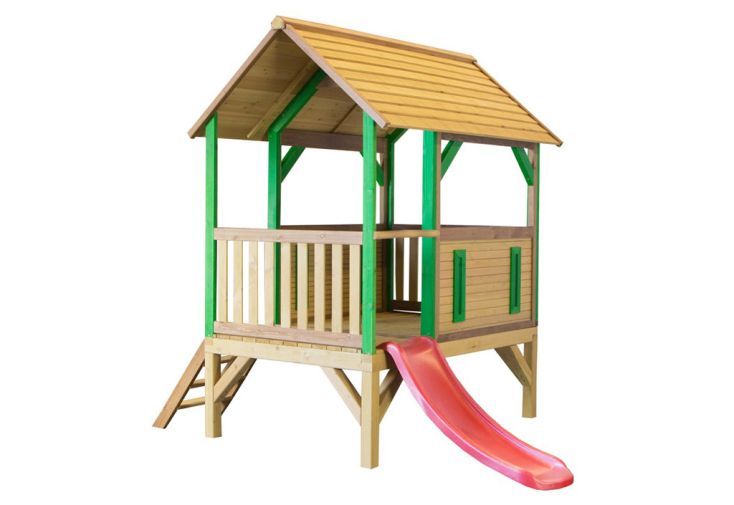 Maison Enfant Bois Cabane + Toboggan Akela 