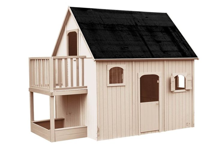Cabane Maison Enfant en Bois Brut avec Etage Mezzanine Duplex