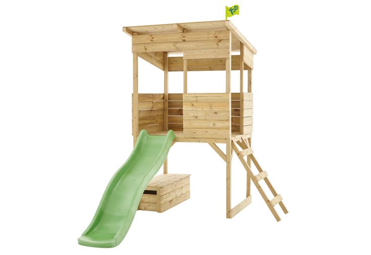 Maison De Jardin Enfant Extérieur - Cabane En Bois Avec Plateforme Et  Toboggan 