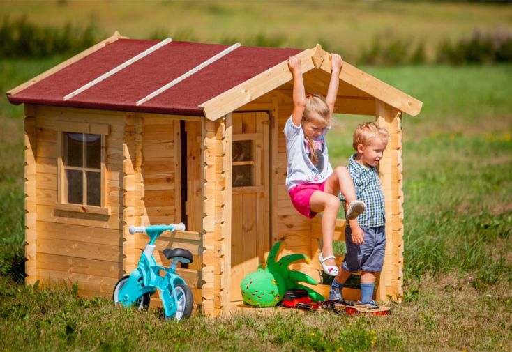 Cabane de jardin pour enfant en bois brut 164 x 130 cm - M501A
