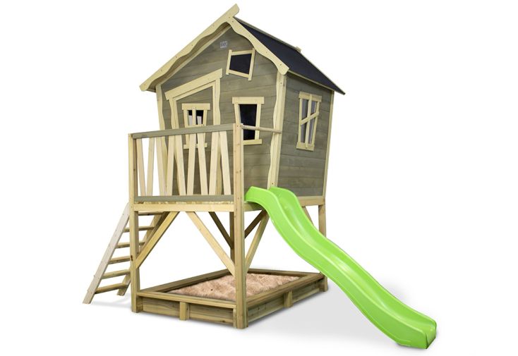 Maisonnette pour Enfant en Bois de Cèdre avec Toboggan Crooky 500