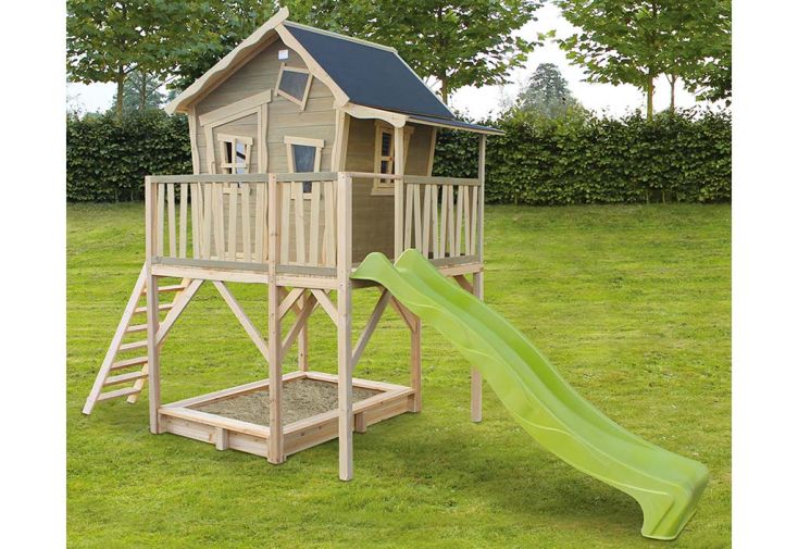 Maisonnette pour Enfant en Bois de Cèdre avec Toboggan Crooky 750