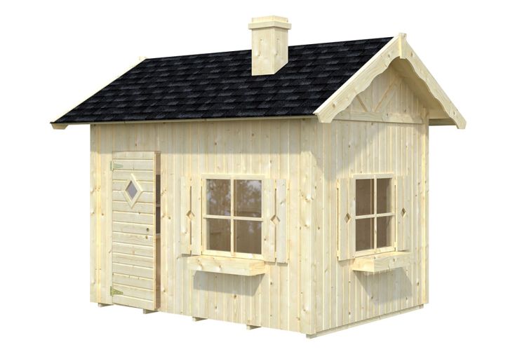 Maisonnette pour enfant en bois d’épicéa brut - Grete