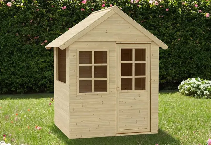 Maisonnette pour enfant en bois de pin brut - Holla