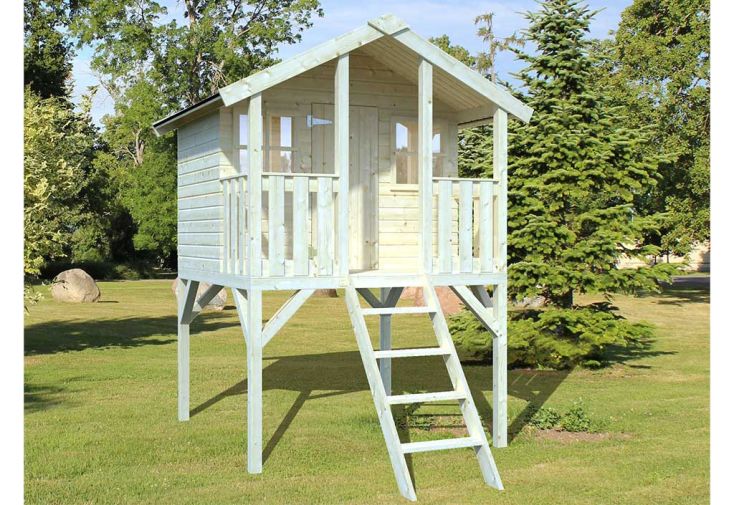 Maisonnette pour enfant sur pilotis en bois de pin brut - Toby