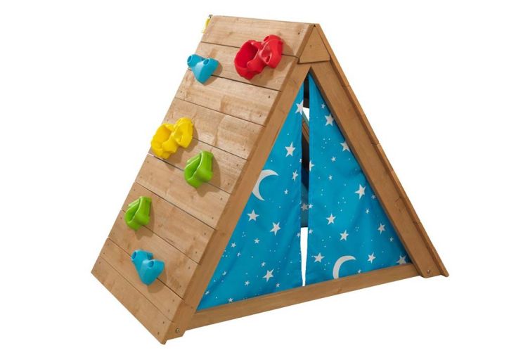 Cabane pour enfant tipi en bois et muret d’escalade Kidkraft