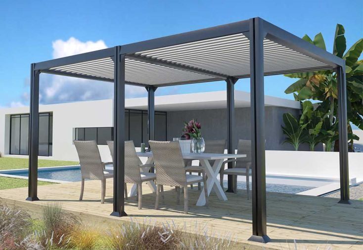 Pergola bioclimatique autoportée en aluminium 3 x 4 m - Newport