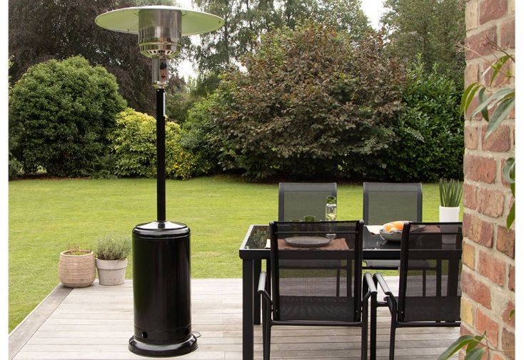 Parasol chauffant gaz en acier galvanisé noir - h. 221 cm - Wilsa