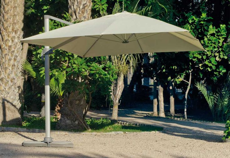 Parasol déporté en aluminium avec toile en polyester beige Derby – 4 x 3 m