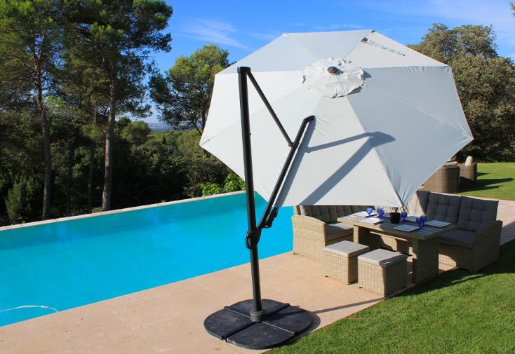 Parasol déporté et inclinable en aluminium 3,5 m - Roxane gris