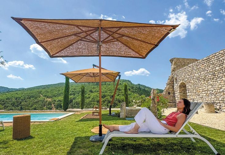 Parasol rectangulaire en fibres de coco et aluminium - 2 x 3 m