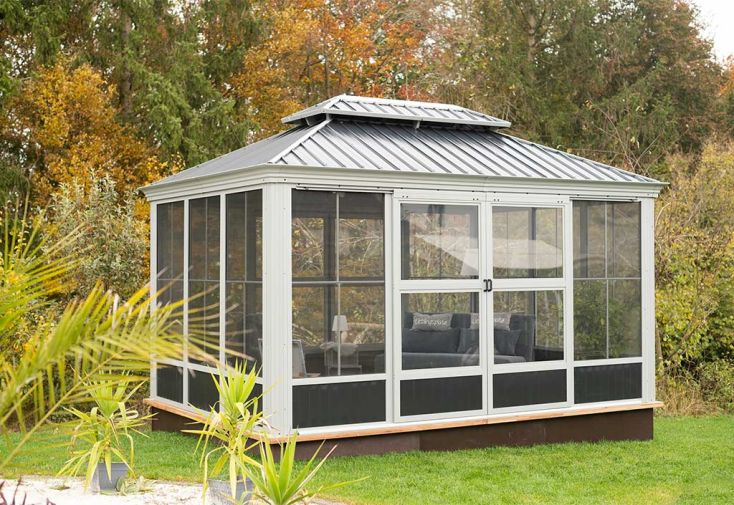 Pergola fermée en aluminium 4 x 3 m avec toiture acier - Bolata