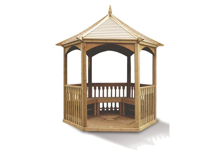 Pavillon Hexagonal Élégant avec Toit en Bois