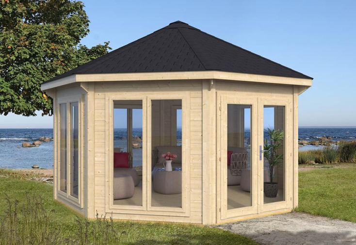 Pavillon de jardin en bois brut Modern – 12 m²