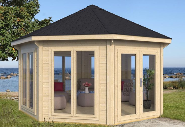 Pavillon de jardin en bois brut Modern – 17,5 m²