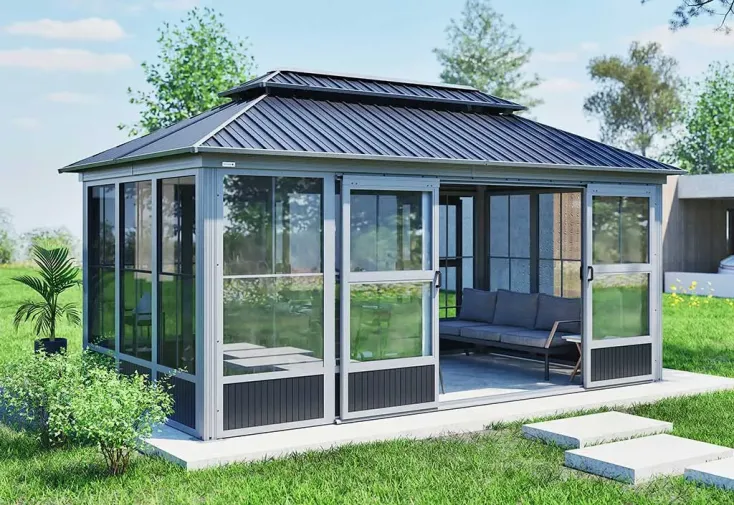 Pavillon de jardin fermé en aluminium Olan – 16,39 m²
