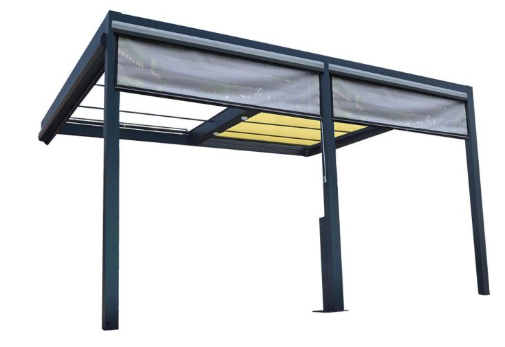 Pergola Adossée Aluminium Store Coffre + Station Énergie Inéa 14 m²