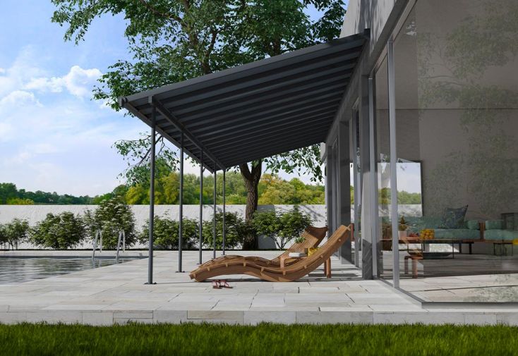 Pergola adossée aluminium et polycarbonate 29 m² - Capri Palram-Canopia