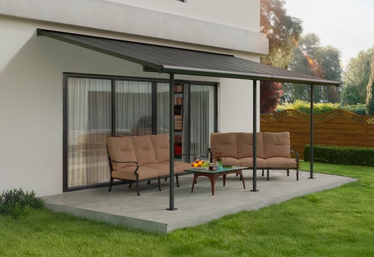 Pergola adossée aluminium et polycarbonate 18 m² - Capri Palram-Canopia