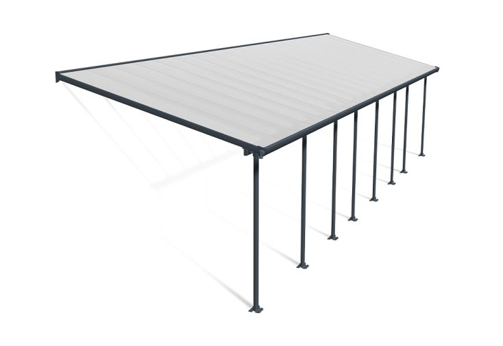 Pergola adossée en aluminium Fiera Patio grise - 3 x 11,5 m