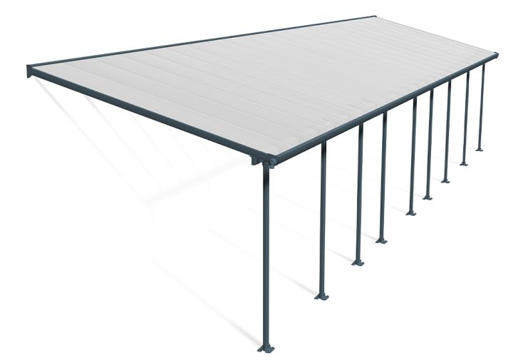 Pergola adossée en aluminium Fiera Patio grise - 3 x 13,4 m