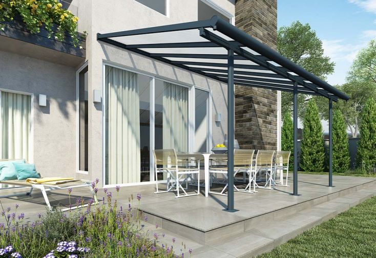 Pergola adossée en aluminium et polycarbonate 295 cm – Sierra