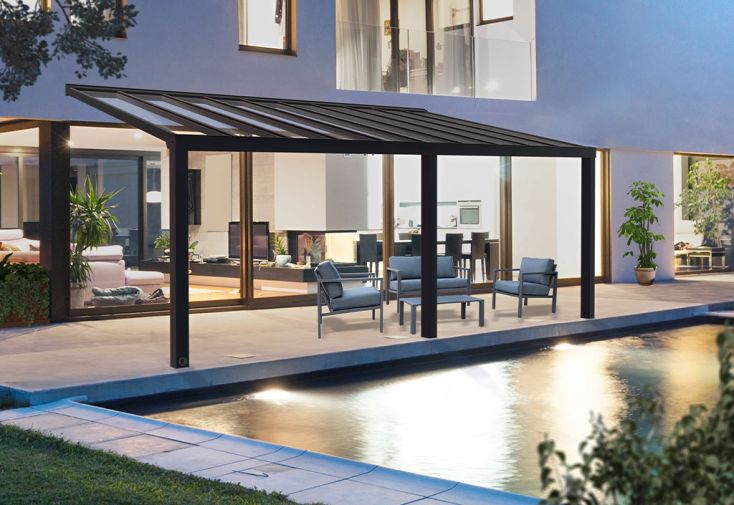 Pergola aluminium gris et polycarbonate - Stockholm | Palram – Canopia