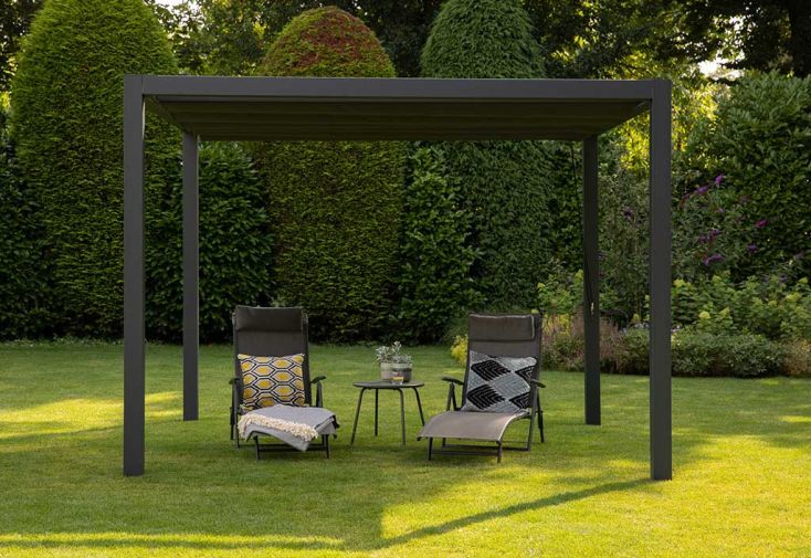 Pergola aluminium autoportée + voile d’ombrage imperméable – 13,3 m²