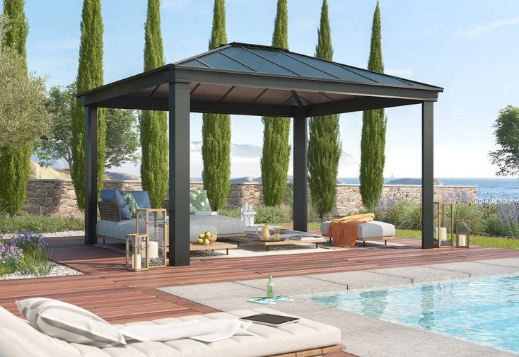 Pergola en aluminium et polycarbonate – Dallas + éclairage