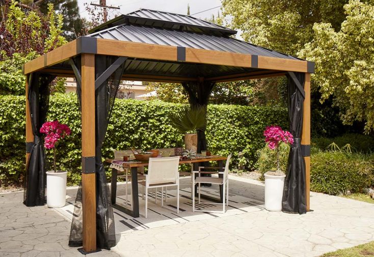 Pergola autoportée en aluminium effet bois 10 m² – Fontana