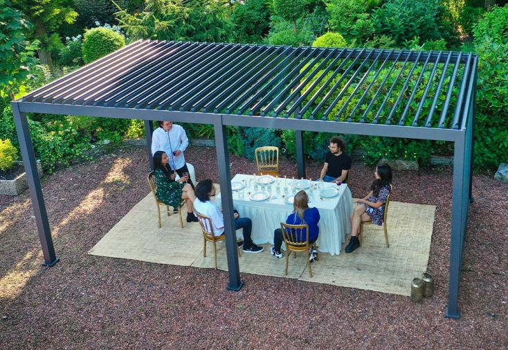 Pergola Bioclimatique Autoportée Ombréa en Aluminium Anthracite – 6 x 3 m