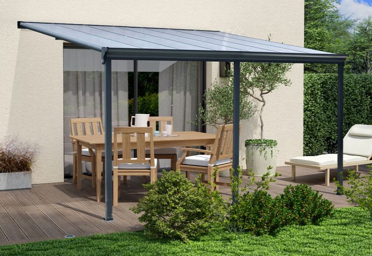 Pergola adossée en aluminium et polycarbonate 13 m2 – Louis