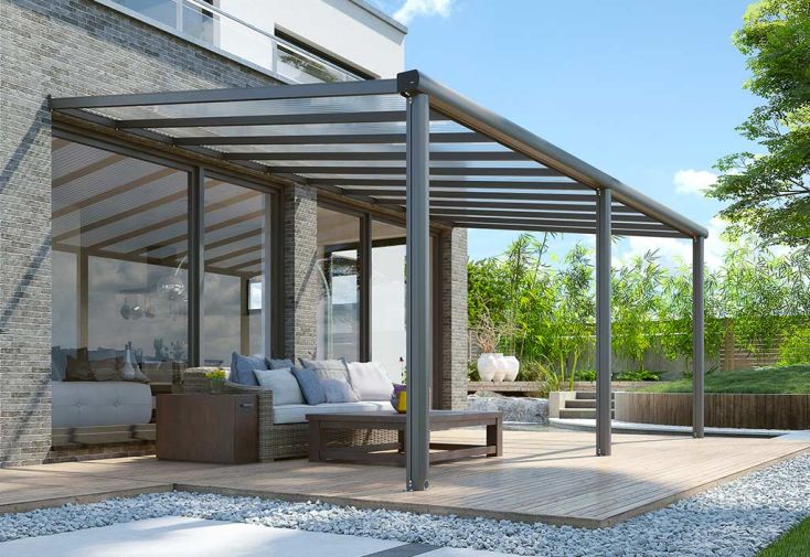 Pergola aluminium et polycarbonate adossée Compact Edition 15 m²