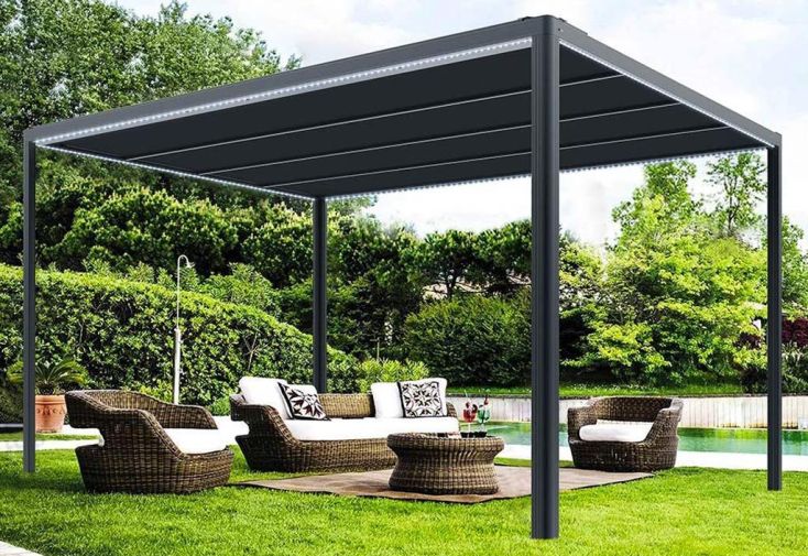 Pergola aluminium autoportée connectée + LED 9 m² e-Store