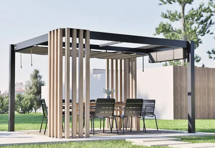 Pergola en aluminium effet bois Lito – 11,41 m²