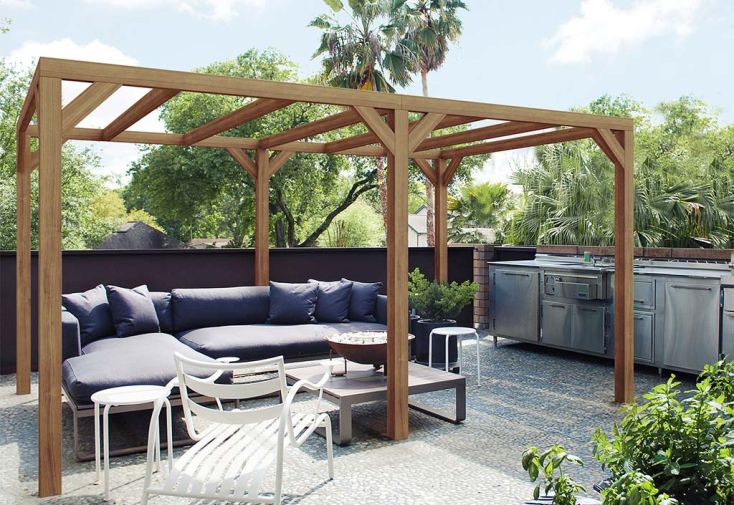 Pergola autoportée en bois lamellé-collé brut - Fuengirola