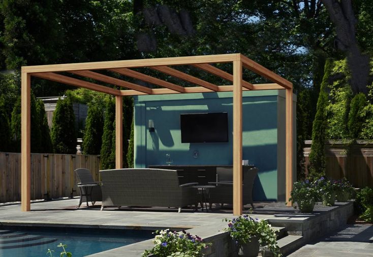 Pergola autoportée en bois lamellé-collé brut - Santander