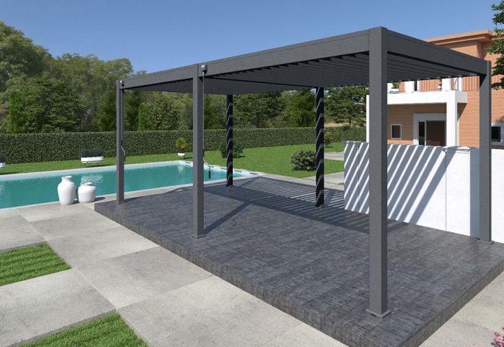 Tonnelle de jardin 3,6x3,6m en alu gris anthracite et polycarbonate