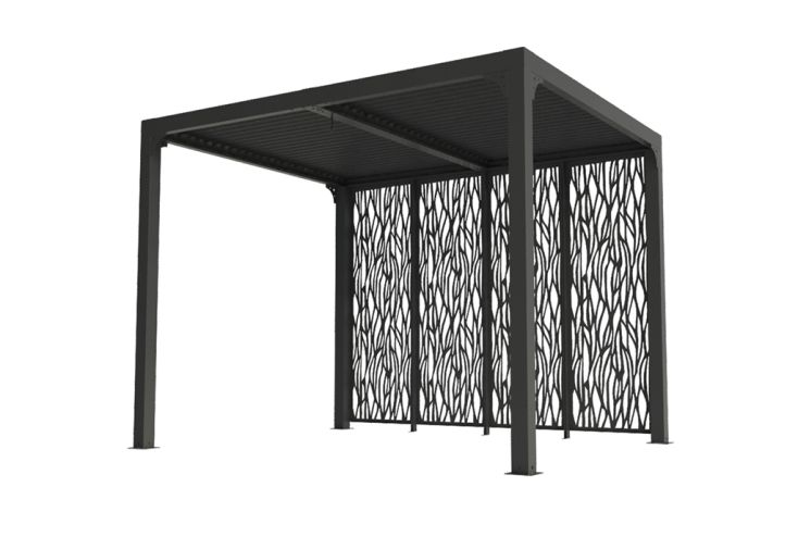 Pergola Bioclimatique en Aluminium 4 Panneaux Moucharabieh 7,2 m² 