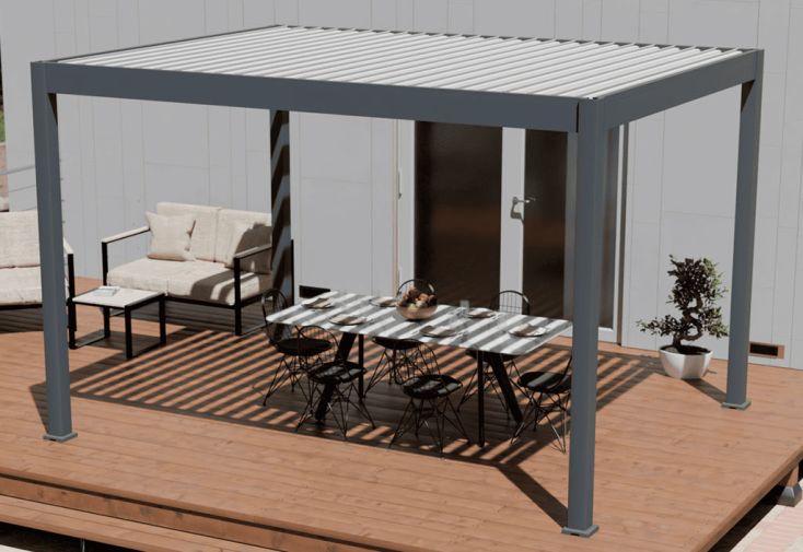 Pergola bioclimatique aluminium lames orientables motorisées - 12 m²