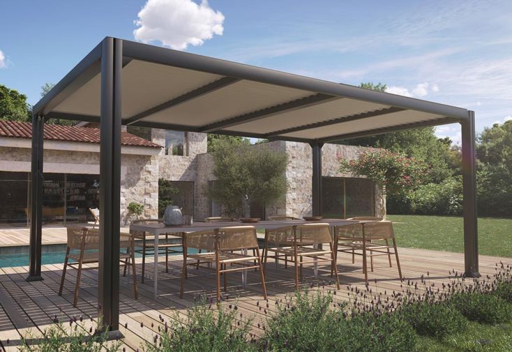 Pergola bioclimatique en aluminium anthracite Austin – 17,5 m²