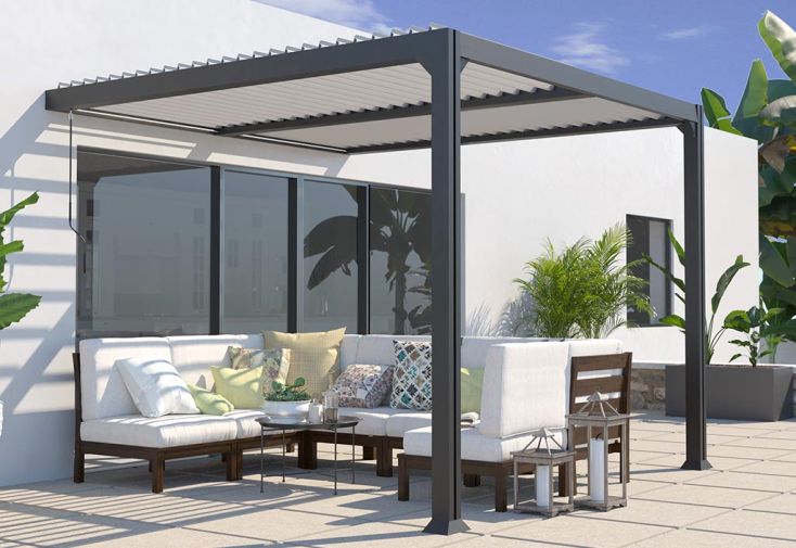 Pergola bioclimatique adossée en aluminium 3 x 3 m – Miami