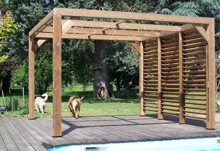 Pergola Bioclimatique Bois Traité Haute Température Vantelles Paroi