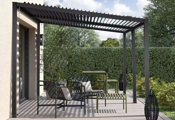 Pergola bioclimatique en aluminium Sun – 12,4 m² 