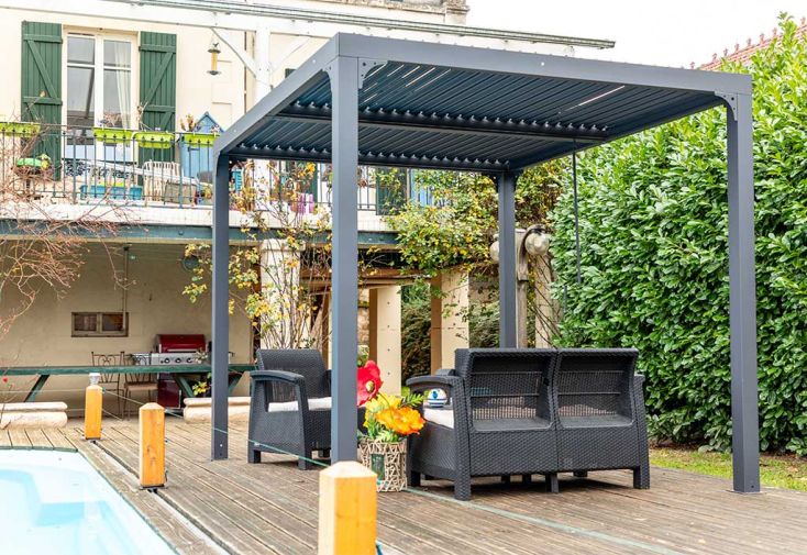 Pergola Bioclimatique Lames Orientables en Aluminium 7,2 m² Anthracite